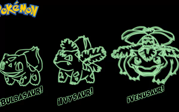  All Bulbasaur neon line