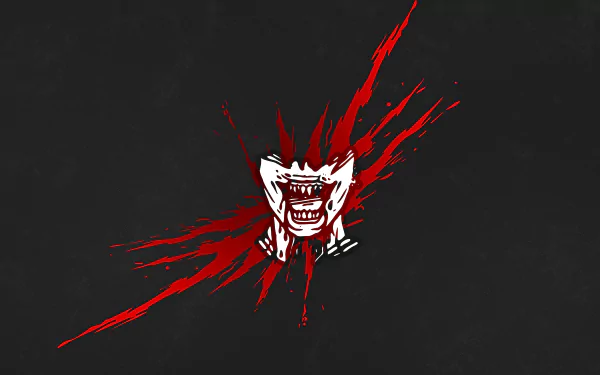 Minimalist 8K Ultra HD wallpaper featuring the Devour Hope emblem from Dead by Daylight, highlighting bold red slashes on a dark background in a striking gaming design.