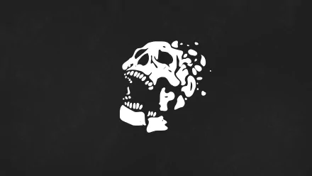 Minimalist 8K Ultra HD PC wallpaper featuring a white skull graphic from Dead by Daylight's Brutality, designed for a sleek gaming desktop background.