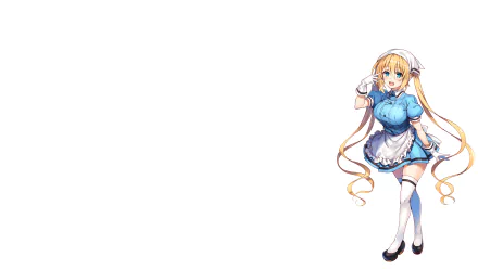 HD anime desktop wallpaper featuring Kaho Hinata from Blend S in her iconic blue maid outfit, positioned against a clean white background.