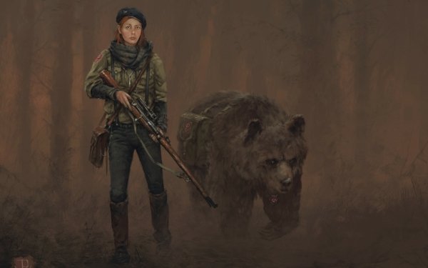 Women Artistic Woman Warrior Sniper Sniper Rifle Bear HD Wallpaper | Background Image