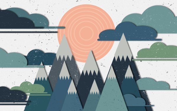 Artistic Mountain Peak Minimalist Cloud Sun HD Wallpaper | Background Image