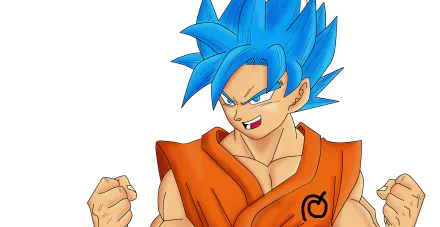 Goku, Dragon Ball, Dragon Ball Super anime: blue-haired Super Saiyan pose — 2K Quad HD PC desktop wallpaper/background.