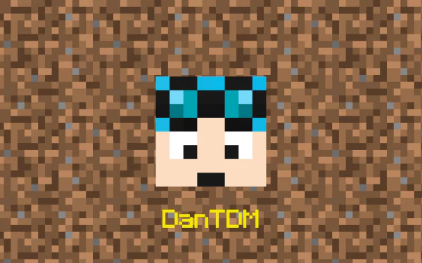 4K Ultra HD Minecraft-themed PC desktop wallpaper featuring a pixelated DanTDM avatar against a blocky dirt background.