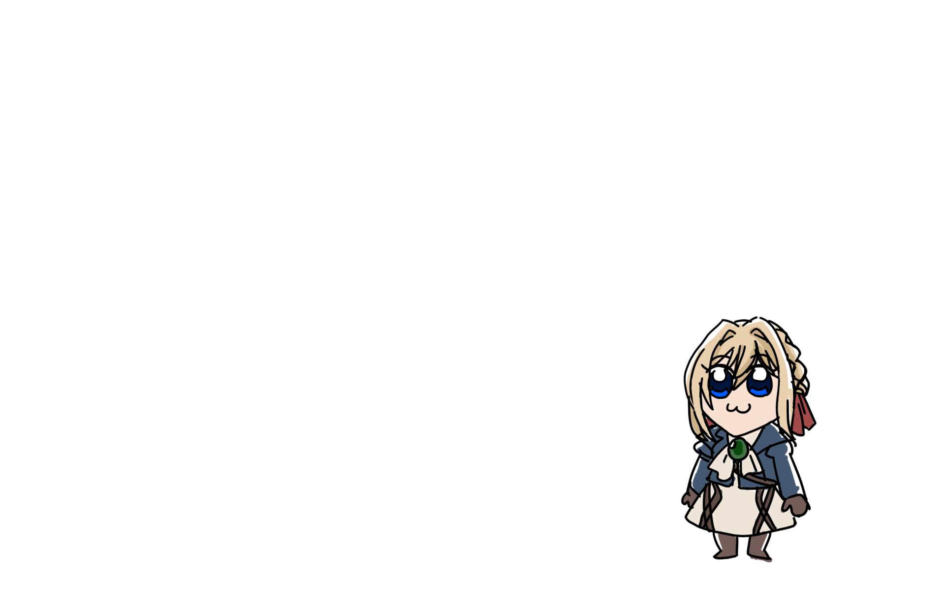 Chibi-style Violet Evergarden character from the anime, featured in an HD PC desktop wallpaper and background.