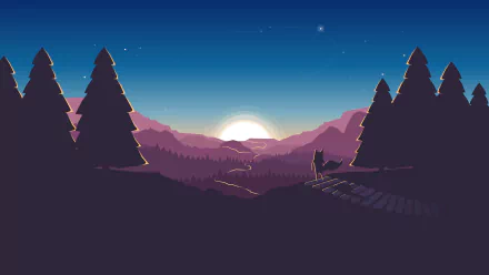 4K Ultra HD desktop wallpaper featuring a serene sunrise landscape with forest silhouettes, a winding path, and a subtle FireFox-themed design blending nature and technology.