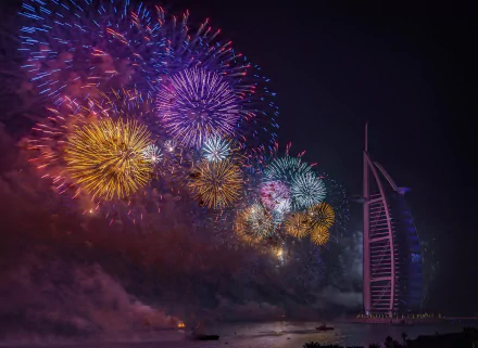 building night Burj Al Arab Dubai United Arab Emirates photography fireworks HD Desktop Wallpaper | Background Image