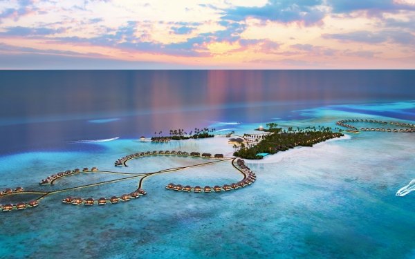 Fotografía Día festivo Maldives Centro Turístico Playa Isla Océano Cielo Horizon Fondo de pantalla HD | Fondo de Escritorio