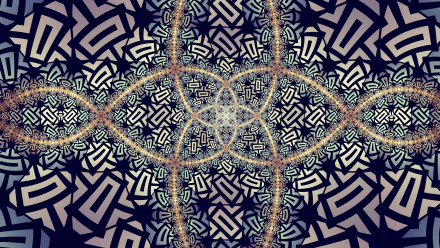 HD PC desktop wallpaper featuring an abstract fractal design with intricate symmetry and interwoven geometric patterns in dark and light tones.