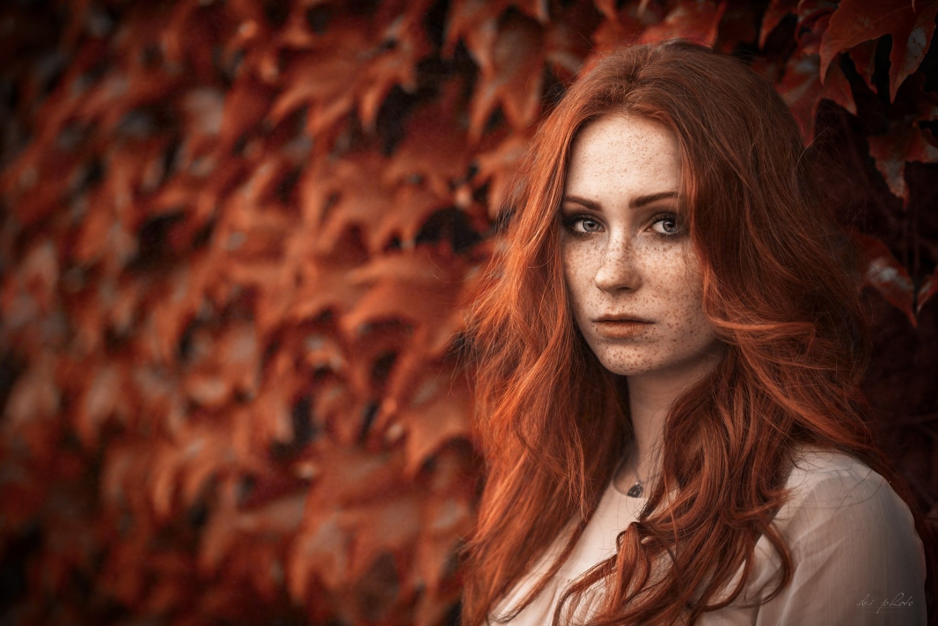 Download Freckles Depth Of Field Blue Eyes Redhead Woman Model HD Wallpaper