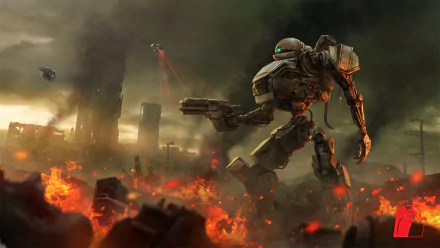 weapon post apocalyptic fire drone futuristic Sci Fi robot HD Desktop Wallpaper | Background Image