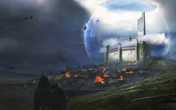 Force field battle town trebuchet castle knight Sci Fi fantasy sci fi castle HD Desktop Wallpaper | Background Image