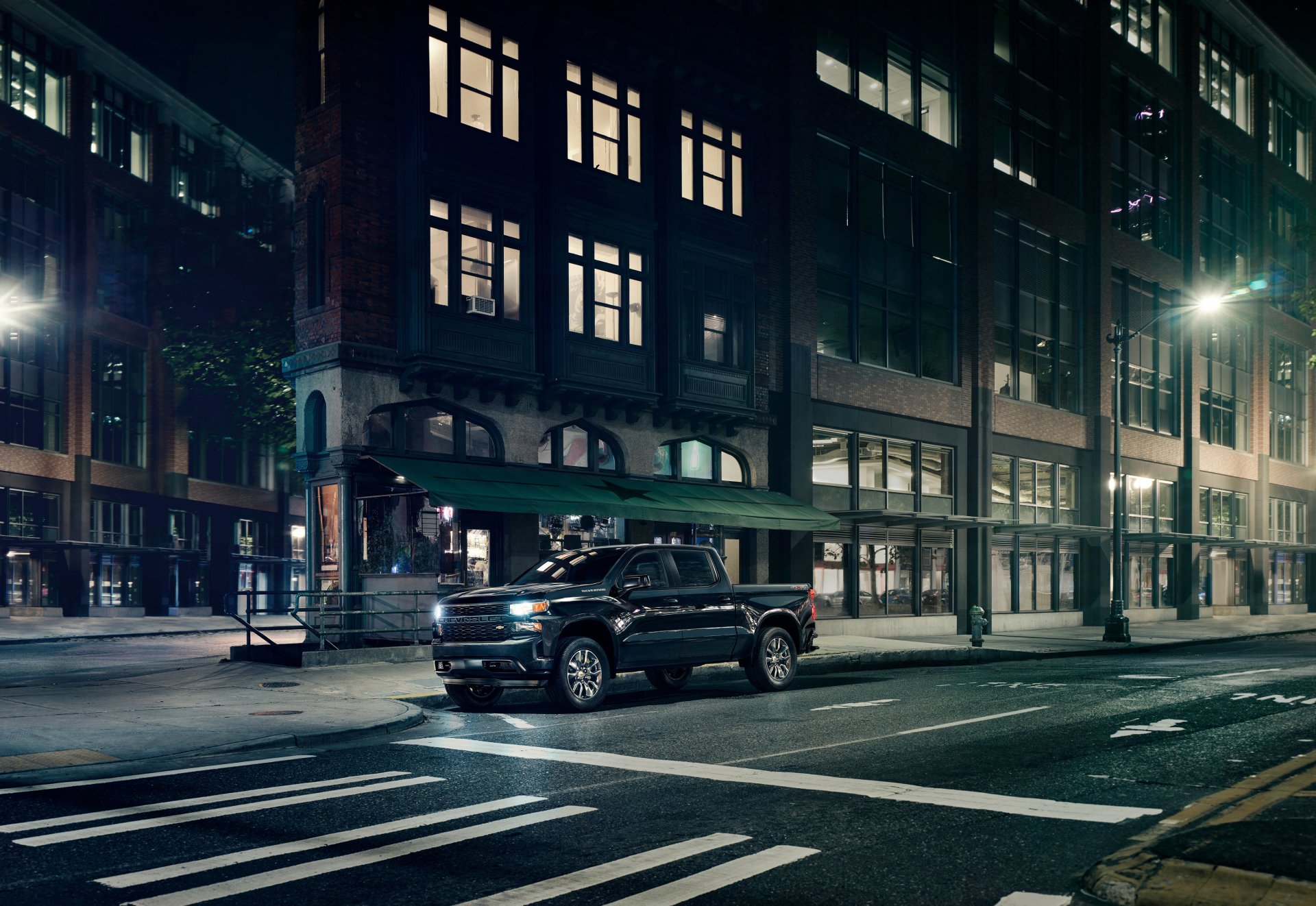 Download Black Car Night Car Chevrolet Vehicle Chevrolet Silverado 4k Ultra HD Wallpaper