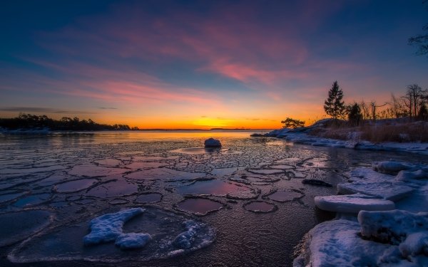 Earth Sunrise Nature Lake Winter Sky Ice HD Wallpaper | Background Image