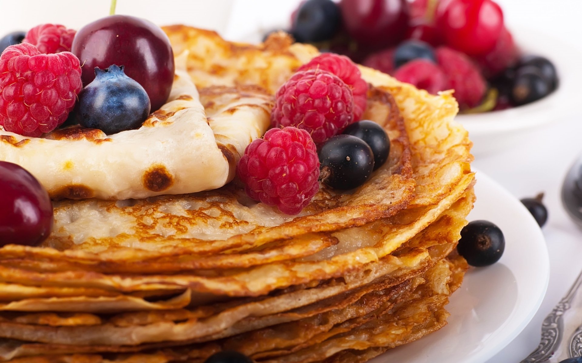 Download Blueberry Raspberry Berry Fruit Food Crêpe HD Wallpaper