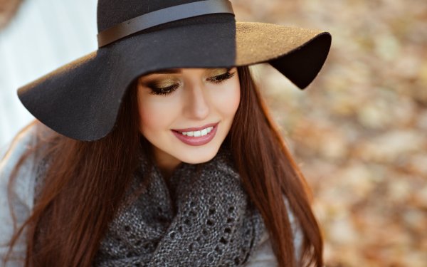 Women Model Smile Lipstick Redhead Hat HD Wallpaper | Background Image