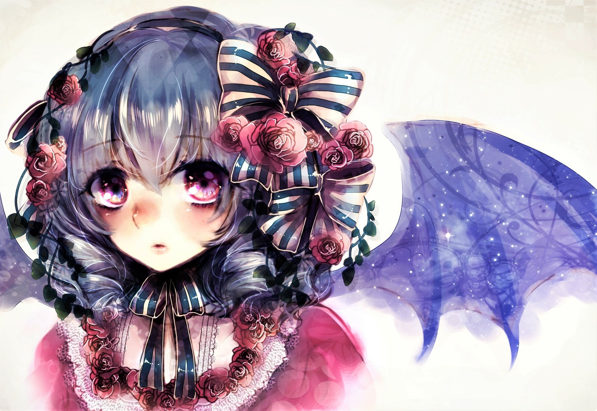 Download Blue Hair Short Hair Purple Eyes Rose Remilia Scarlet Anime ...