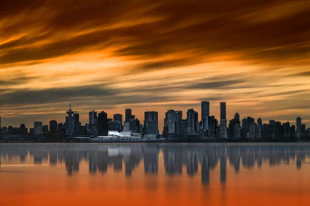 reflection sunset skyscraper building city Canada man made Vancouver HD Desktop Wallpaper | Background Image