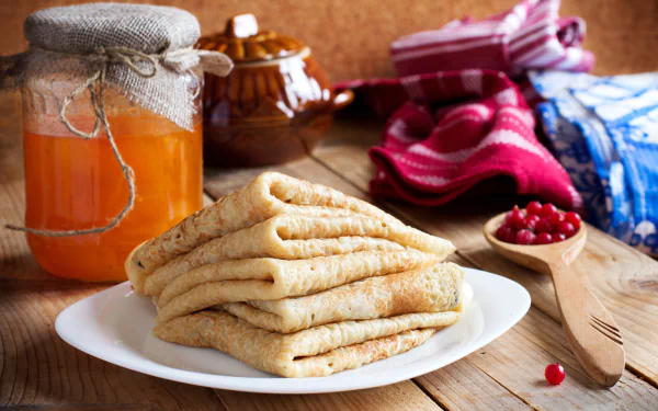 still life currants honey food crêpe HD Desktop Wallpaper | Background Image