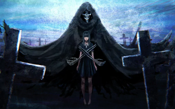  Girl in Graveyard with Demon