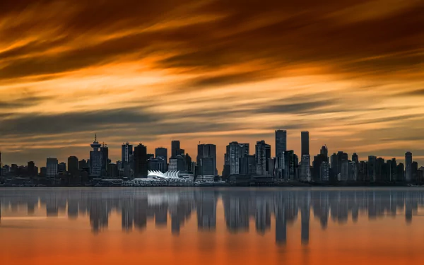 reflection sunset skyscraper building city Canada man made Vancouver HD Desktop Wallpaper | Background Image