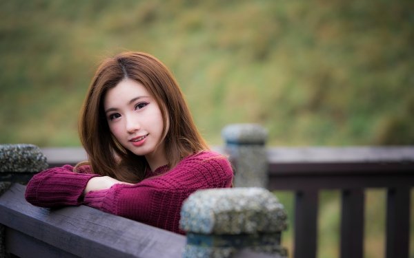 Women Asian Model Smile Depth Of Field Redhead HD Wallpaper | Background Image