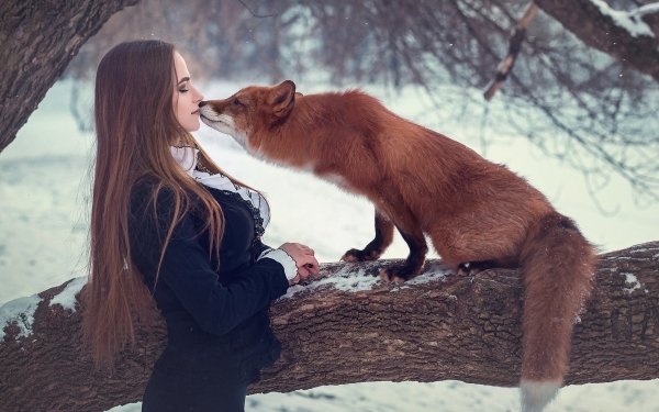 Women Mood Model Long Hair Redhead Fox Depth Of Field Winter HD Wallpaper | Background Image