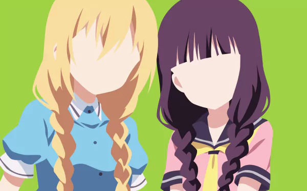 4K Ultra HD anime wallpaper featuring Kaho Hinata and Maika Sakuranomiya from Blend S, with vibrant colors and a clean, minimalistic style.
