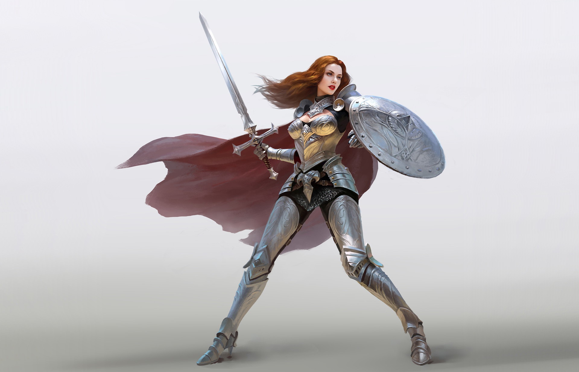 Download Lipstick Redhead Sword Shield Armor Woman Warrior Fantasy HD ...