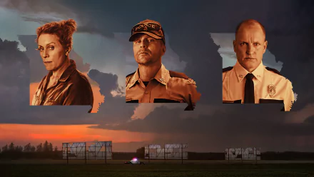 HD wallpaper from Three Billboards Outside Ebbing, Missouri featuring Frances McDormand, Woody Harrelson, and Sam Rockwell.