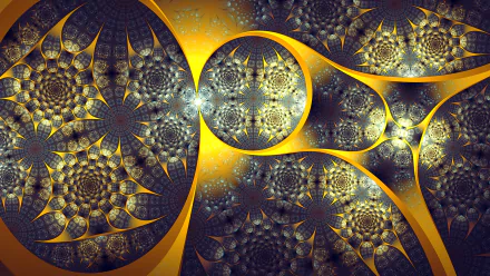 HD desktop wallpaper featuring a trippy, psychedelic fractal pattern with vibrant colors, creating an intriguing and abstract visual experience.