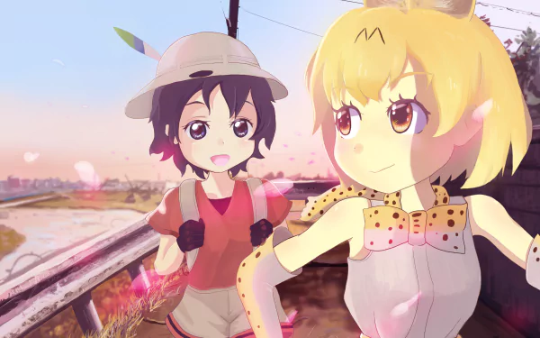 Kaban (Kemono Friends) Serval (Kemono Friends) sky Anime Kemono Friends Sky Anime HD Desktop Wallpaper | Background Image