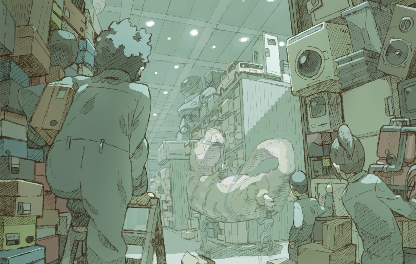 Download Warehouse Dinosaur Anime Original Wallpaper