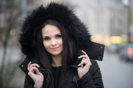 brown eyes black hair depth of field smile woman model HD Desktop Wallpaper | Background Image