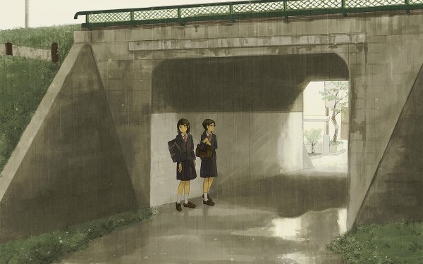 Anime Original Black Hair Short Hair Rain Bag HD Wallpaper | Background Image