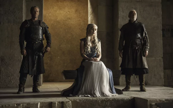 Ian McElhinney Emilia Clarke Iain Glen Barristan Selmy Daenerys Targaryen Jorah Mormont TV Show Game Of Thrones HD Desktop Wallpaper | Background Image