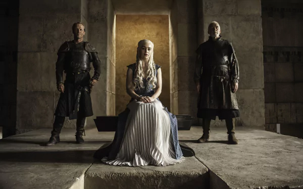 Ian McElhinney Emilia Clarke Iain Glen Barristan Selmy Daenerys Targaryen Jorah Mormont TV Show Game Of Thrones HD Desktop Wallpaper | Background Image