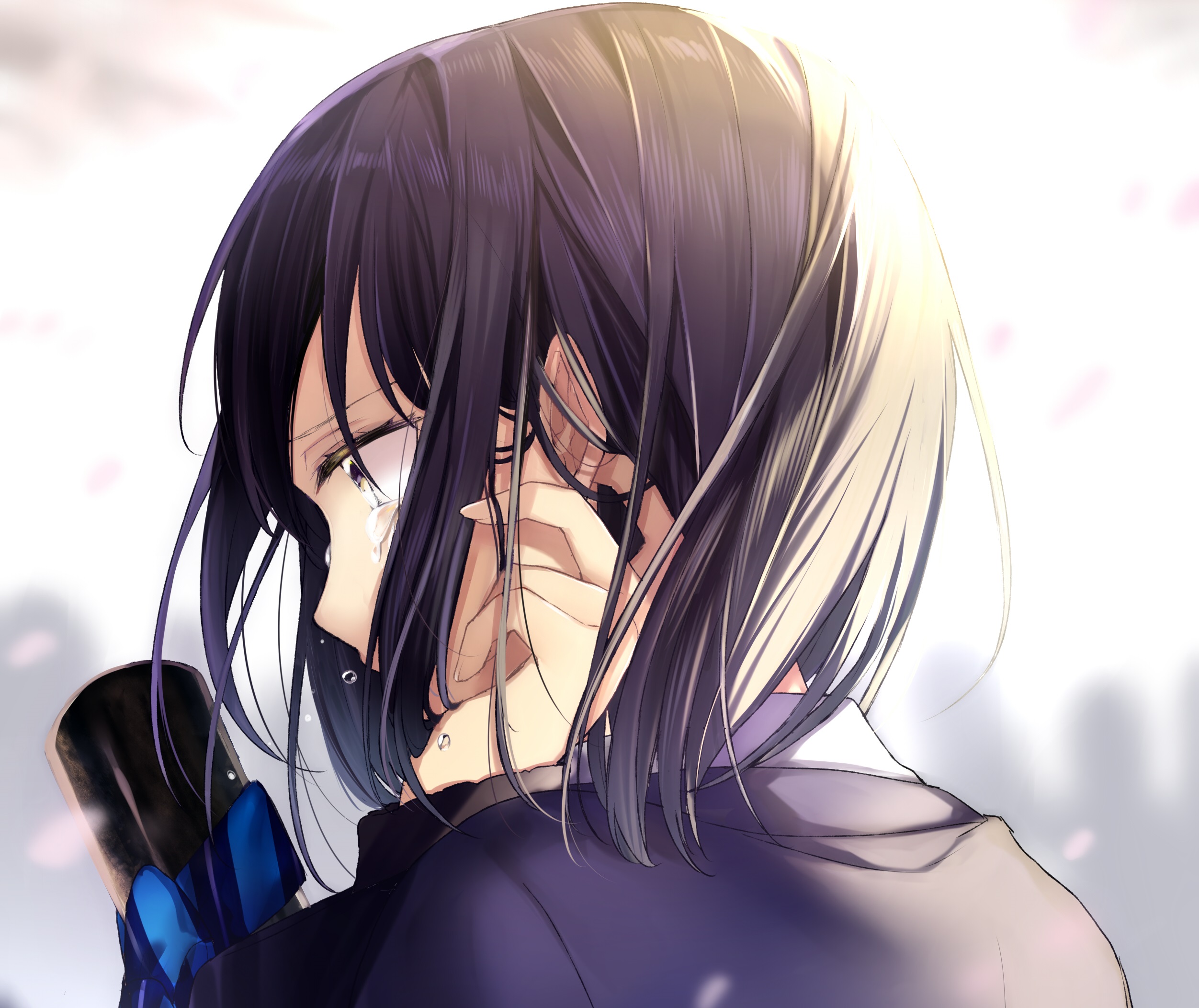 Download Tears Short Hair Black Hair Anime Original HD Wallpaper by 姐川