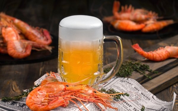 Food Beer Glass Drink Shrimp Seafood Alcohol HD Wallpaper | Background Image