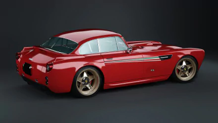 HD wallpaper featuring a red Ferrari F-340 Competizione against a dark background.