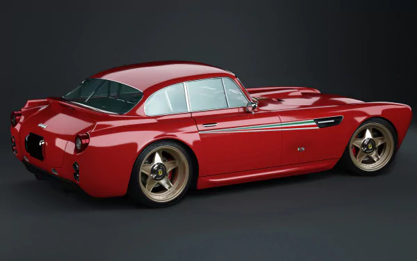 HD wallpaper featuring a red Ferrari F-340 Competizione against a dark background.