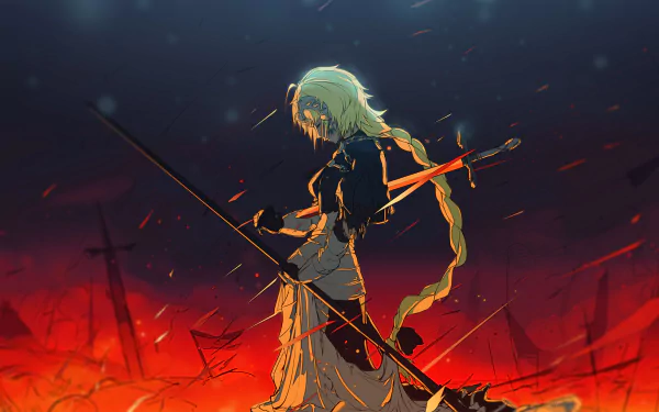 woman warrior lance blonde long hair sword Ruler (Fate/Apocrypha) Jeanne d'Arc (Fate Series) Anime Fate/Grand Order HD Desktop Wallpaper | Background Image