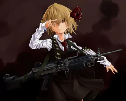 M249 light machine gun Rumia (Touhou) Anime Touhou HD Desktop Wallpaper | Background Image
