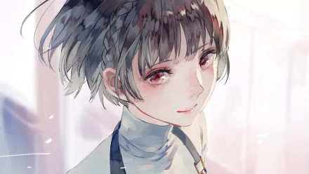 High-resolution desktop wallpaper featuring Makoto Niijima from the video game Persona 5, showcasing her captivating expression and distinctive style.