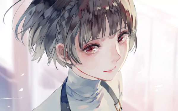 High-resolution desktop wallpaper featuring Makoto Niijima from the video game Persona 5, showcasing her captivating expression and distinctive style.