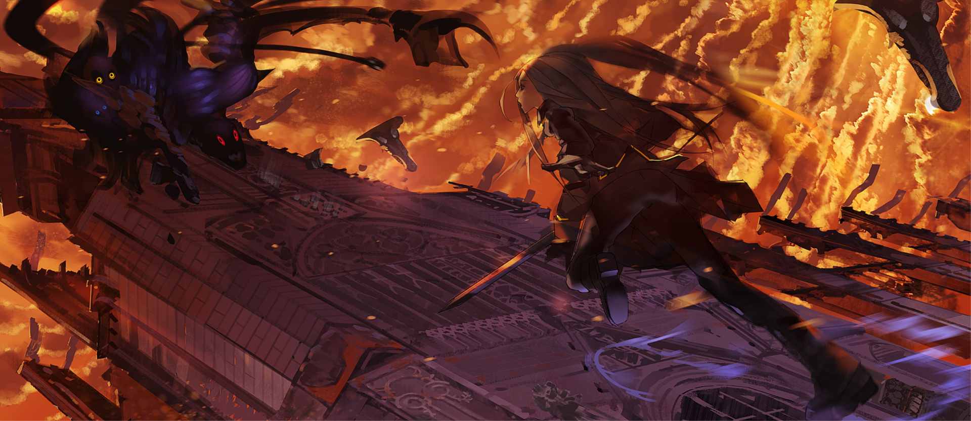 Download Creature Brown Hair Sword Long Hair Anime Pixiv Fantasia: New World Wallpaper by Dan·Evan