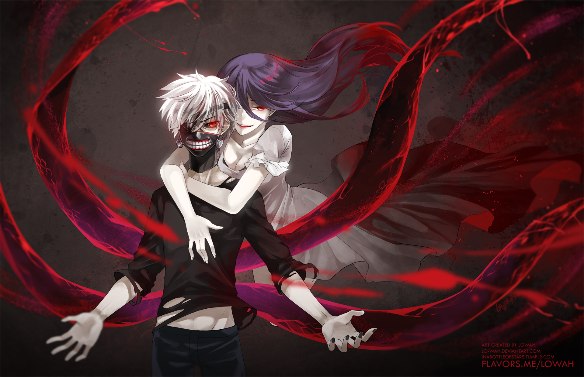 Tokyo Ghoul HD Wallpaper Ken Kaneki And Rize Kamishiro By Lo wah 