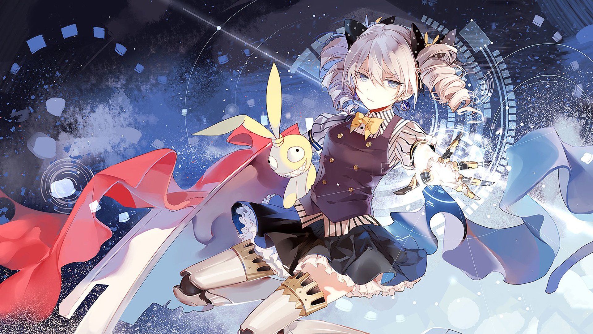 HD PC desktop wallpaper featuring Bronya Zaychik from the anime Benghuai Xueyuan in a dynamic, futuristic setting with vibrant colors and intricate digital effects.