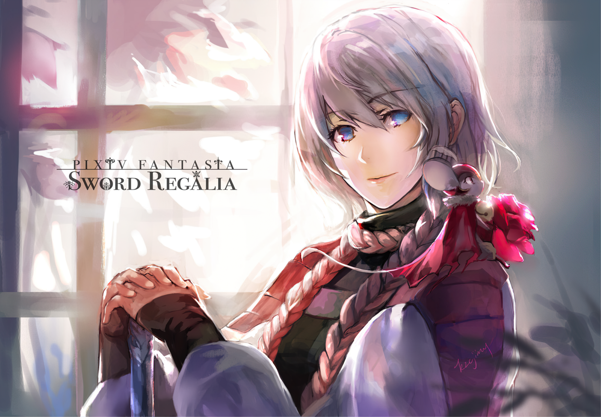 Download Blue Eyes Flower Mouse Braid Long Hair Anime Pixiv Fantasia Sword Regalia HD Wallpaper by KzcJimmy