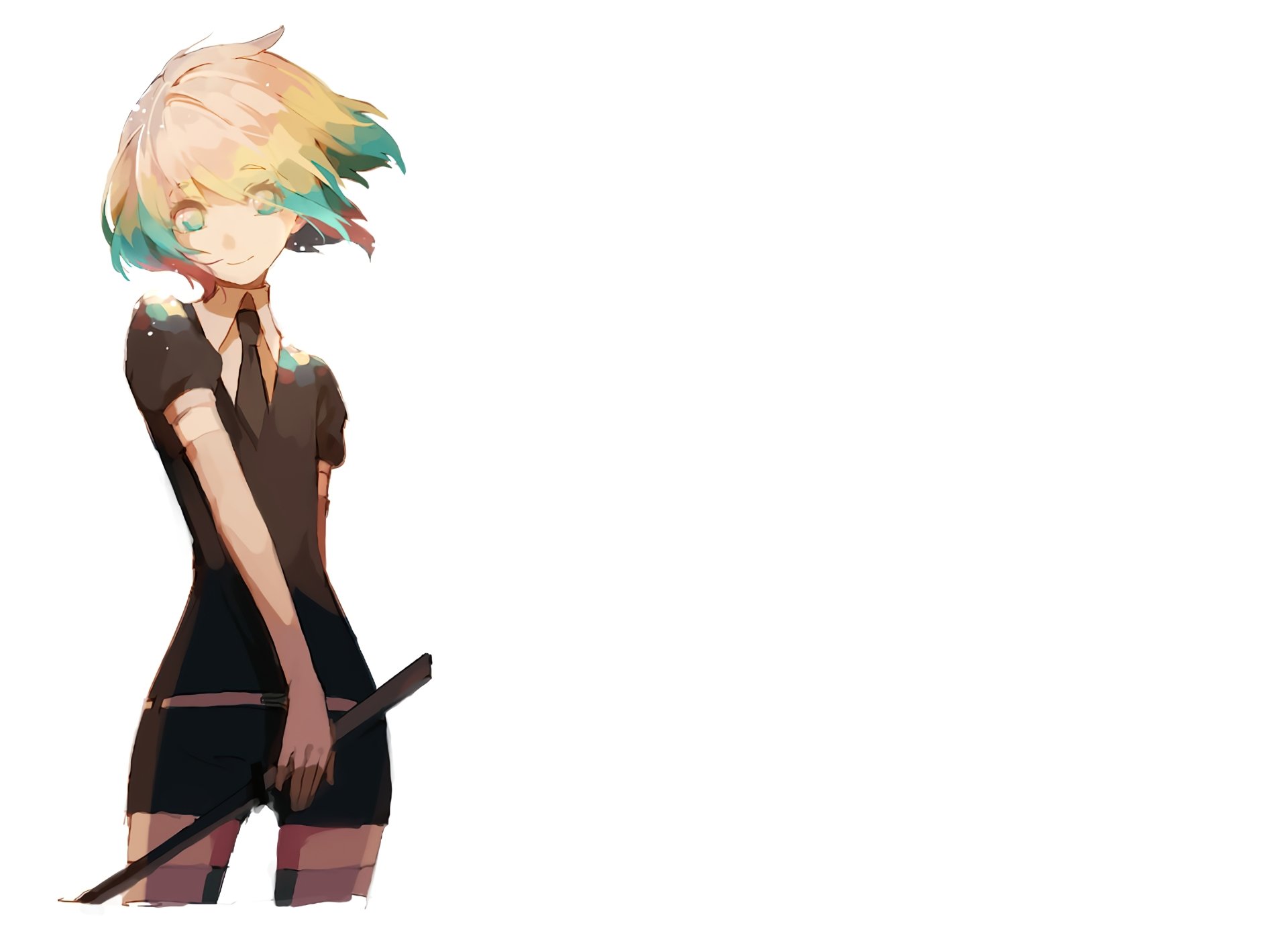 HD PC desktop wallpaper of Diamond from the anime Land of the Lustrous, featuring a soft color palette and minimalistic background.